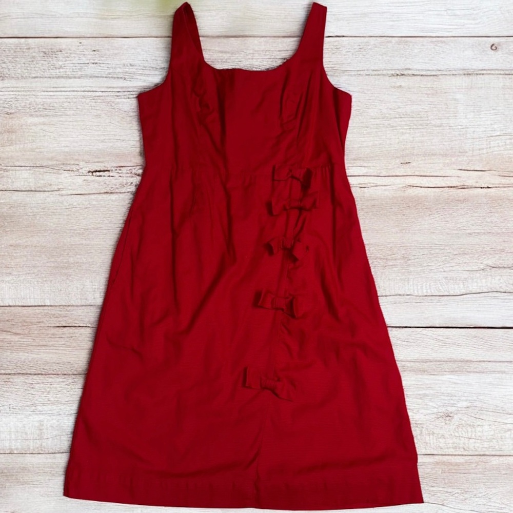 Anthropologie Moulinette Soeurs 100% Cotton Red Cascading Bow Dress ~ Size 10